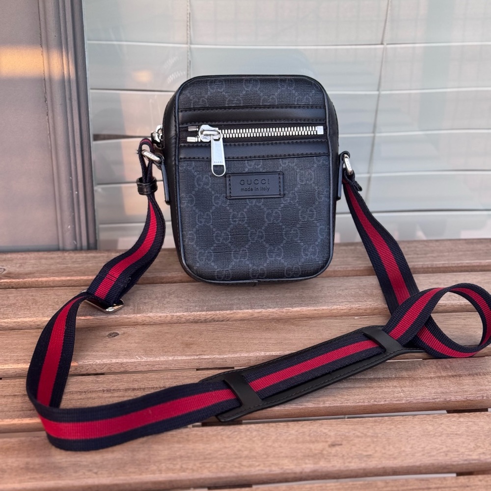 Gucci Black and Red Messenger Bag with Adjustable Strap